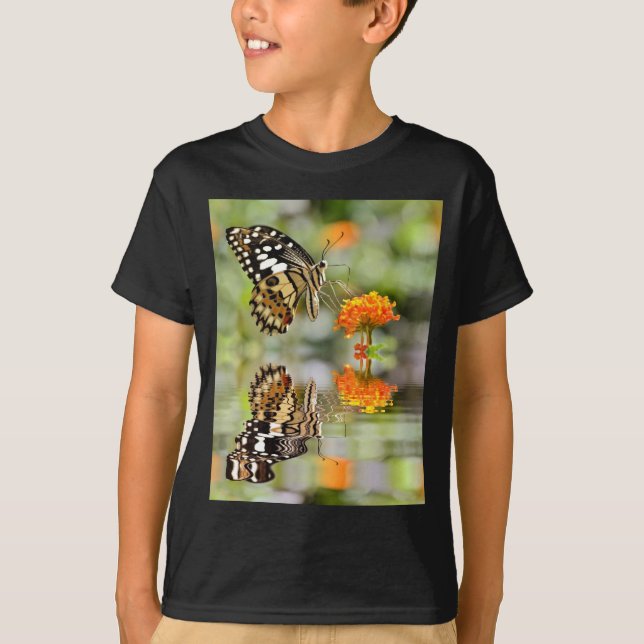 Lime butterfly above water with reflection T-Shirt (Front)