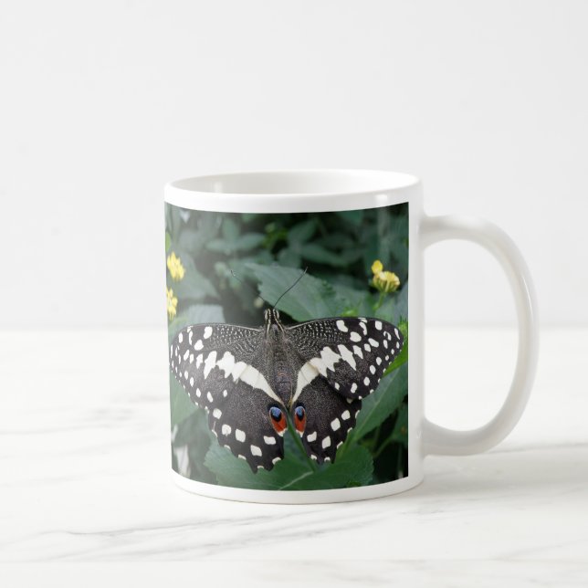 Lime Butterfly and flowers Coffee mug (Right)