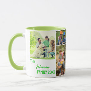 Lime Calligraphy Family Photo Collage Mug