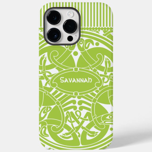 Lime Celtic Bird Circle Personalised iPhone Case-Mate iPhone Case (Back)