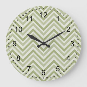 Lime Chevron Large Clock