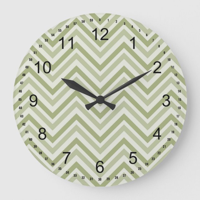 Lime Chevron Large Clock (Front)