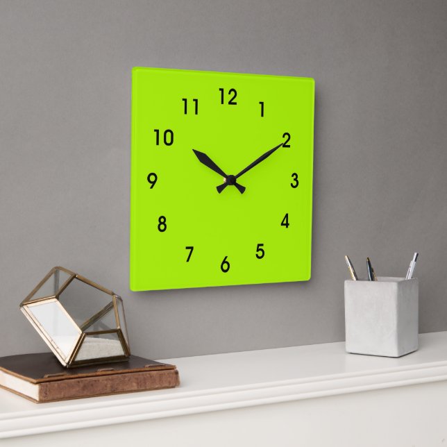Lime Citrus Colour Square Wall Clock (Office)
