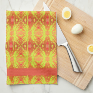Lime Coral and Peach Tea Towel