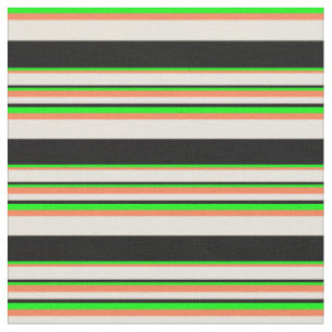 Lime, Coral, Beige & Black Coloured Pattern Fabric