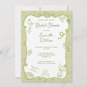 Lime Cream Doodle Bridal Shower Invitation