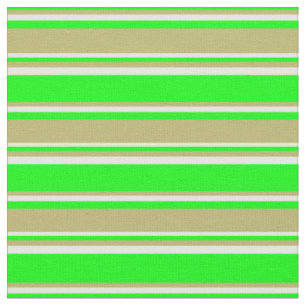 Lime, Dark Khaki & Mint Cream Lines Fabric