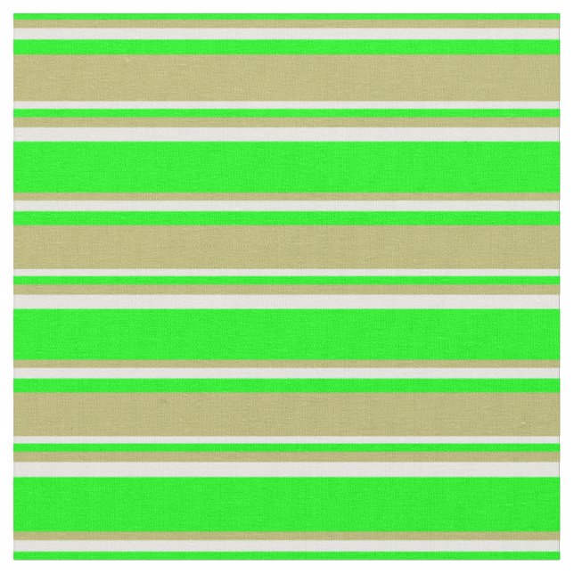 Lime, Dark Khaki & Mint Cream Lines Fabric (Close Up)