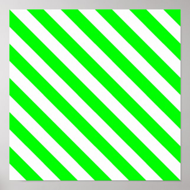 Lime Diagonal Stripes Poster (Front)