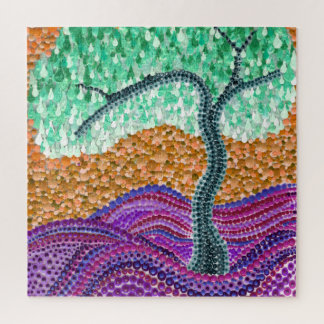 Lime Dream Tree Mandala Jigsaw Puzzle