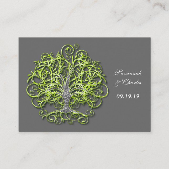 Lime Elegant Rustic Luxe Wedding Tree Advice Card (Front)