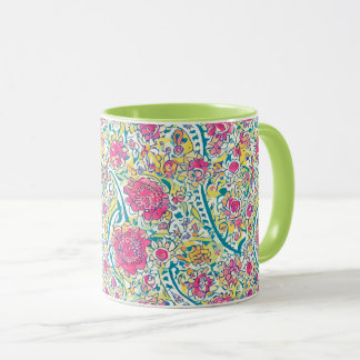 Lime Floral Arabic Pattern Mug