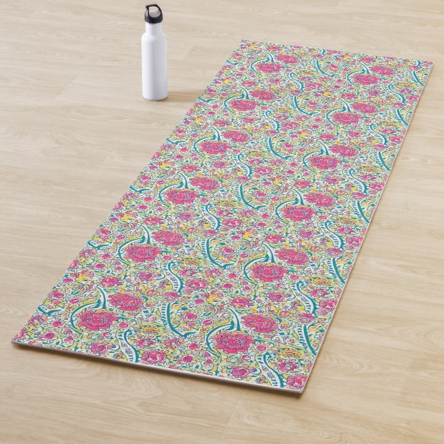 Lime Floral Arabic Pattern  Yoga Mat (In Situ)