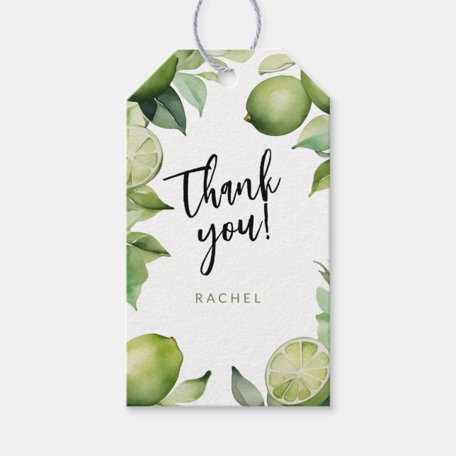 Lime foliage thank you gift tags (Front)