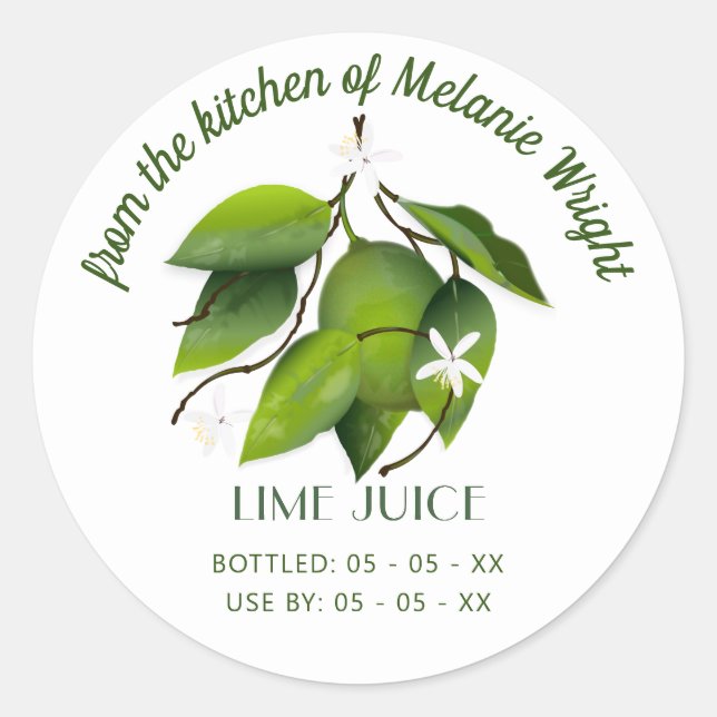 Lime Fruit Canning Classic Round Sticker (Front)