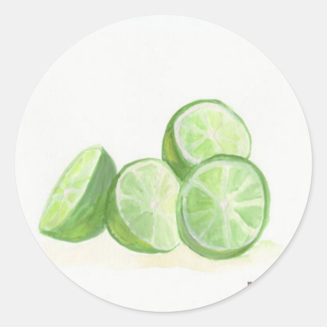 Lime fruit design real limes classic round sticker (Front)