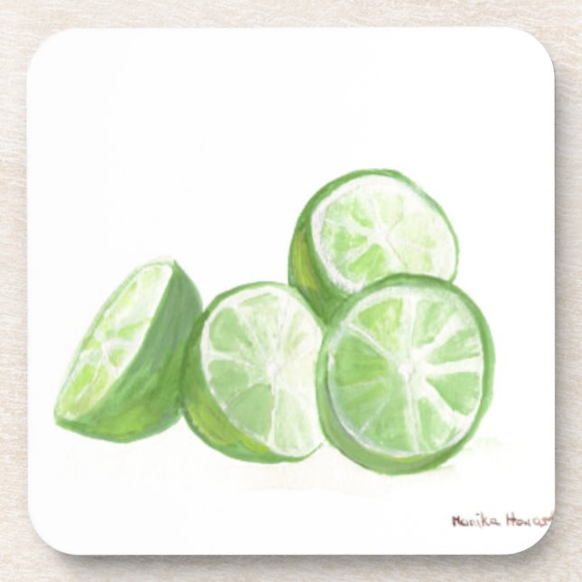 Lime fruit design real limes coaster (Front)