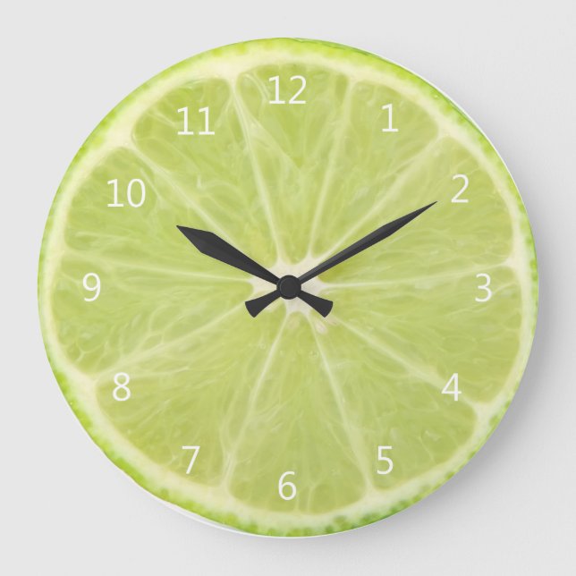 Lime Fruit Fresh Slice Large Clock (Front)