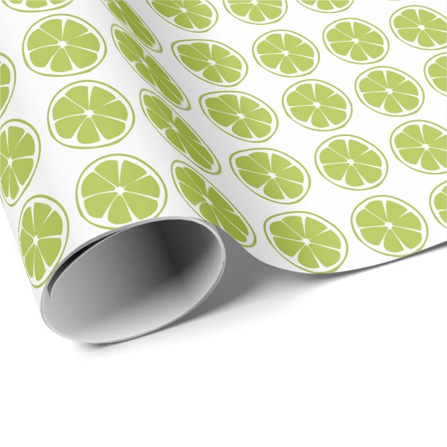 Lime Fruit Green Lime Pattern Wrapping Paper (Roll Corner)