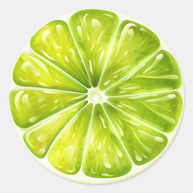 Lime Fruit Slice Classic Round Sticker (Front)