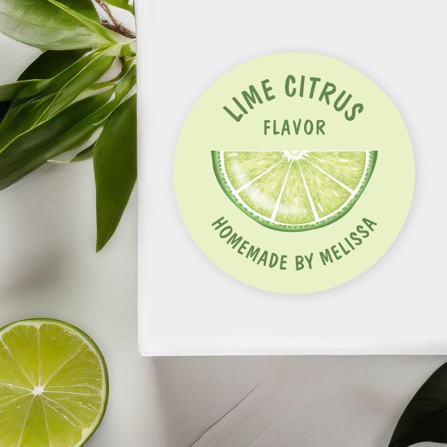 Lime Fruit Slice Custom Homemade Product Flavour Classic Round Sticker (Please note: This image is a digital mockup. The product may not be in scale.)