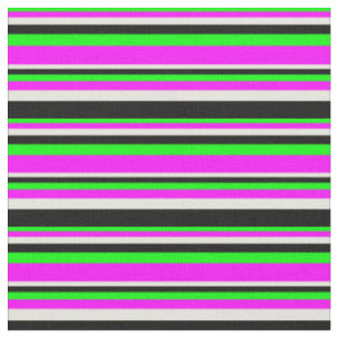 Lime, Fuchsia, Beige, and Black Coloured Lines Fabric