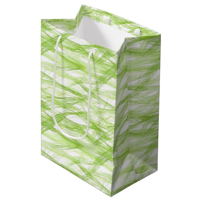 Lime Green Abstract Birthday Medium Gift Bag (Front Angled)