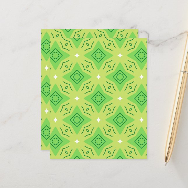Lime Green Abstract Pattern 12.0 Scrapbook Paper (Front/Back In Situ)