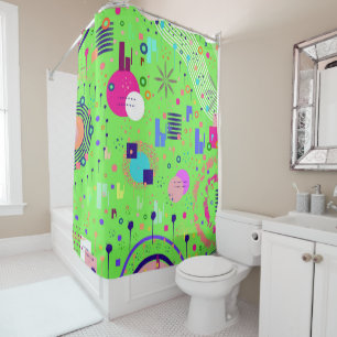 Lime Green Abstract Print Shower Curtain