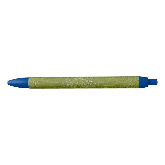 Lime Green Alligator Texture Print Blue Ink Pen (Front)