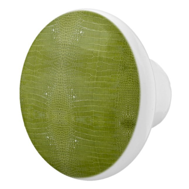 Lime Green Alligator Texture Print Ceramic Knob (Right)