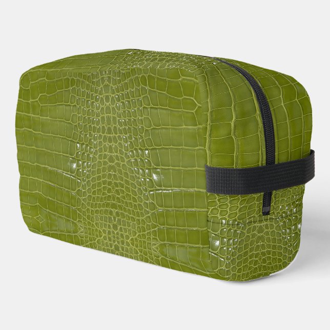 Lime Green Alligator Texture Print Dopp Kit (Left Corner)
