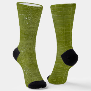 Lime Green Alligator Texture Print Socks