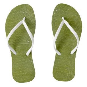 Lime Green Alligator Texture Print Thongs