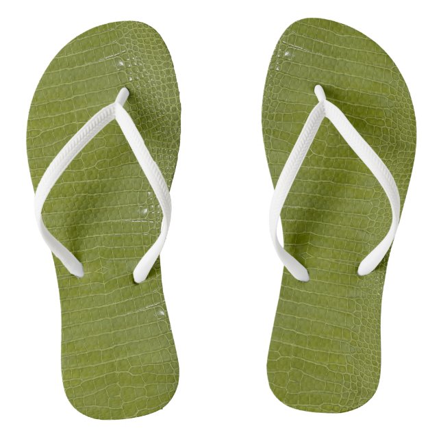 Lime Green Alligator Texture Print Thongs (Footbed)
