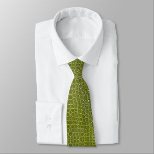 Lime Green Alligator Texture Print Tie