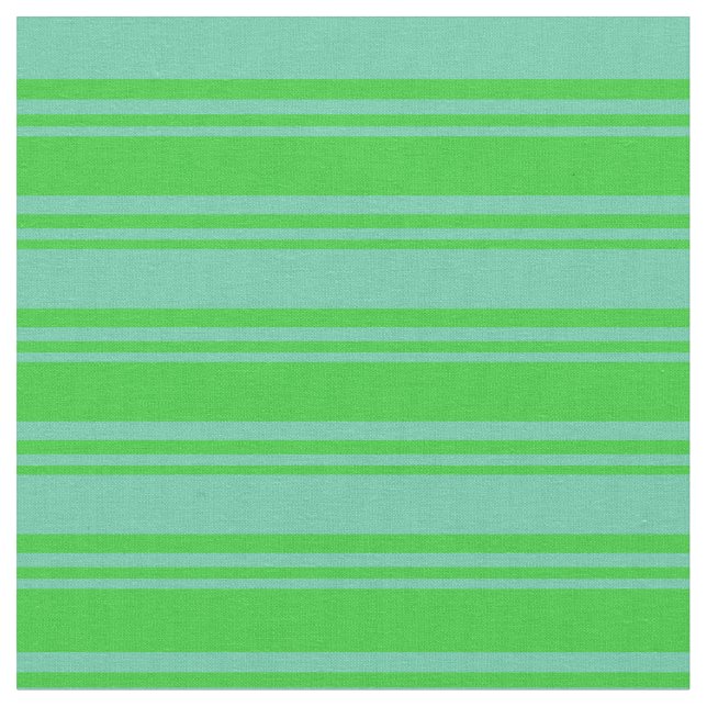Lime Green and Aquamarine Coloured Lines Pattern Fabric (Close Up)