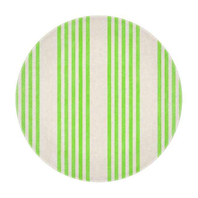 Lime green and beige five stripes pattern cutting board (Front)