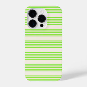 Lime green and beige five stripes pattern iPhone 14 pro case