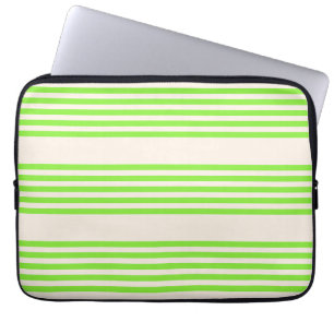 Lime green and beige five stripes pattern laptop sleeve