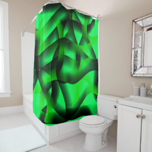 Lime green and black curling, with shadow? shower curtain