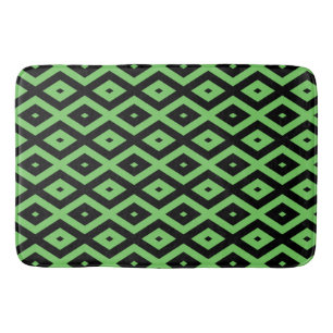 Lime green and black diamond pattern bath mat
