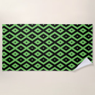 Lime green and black diamond pattern beach towel