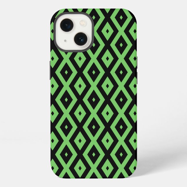 Lime green and black diamond pattern Case-Mate iPh iPhone Case (Back)
