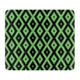 Lime green and black diamond pattern cutting board