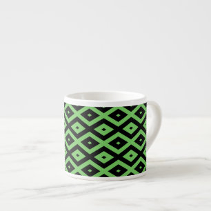 Lime green and black diamond pattern espresso cup