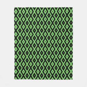 Lime green and black diamond pattern fleece blanket