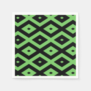 Lime green and black diamond pattern napkin