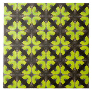 Lime Green and Black Modern Hipster Pattern Ceramic Tile
