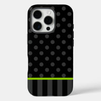 Lime Green and Black Polka Dot Stripes